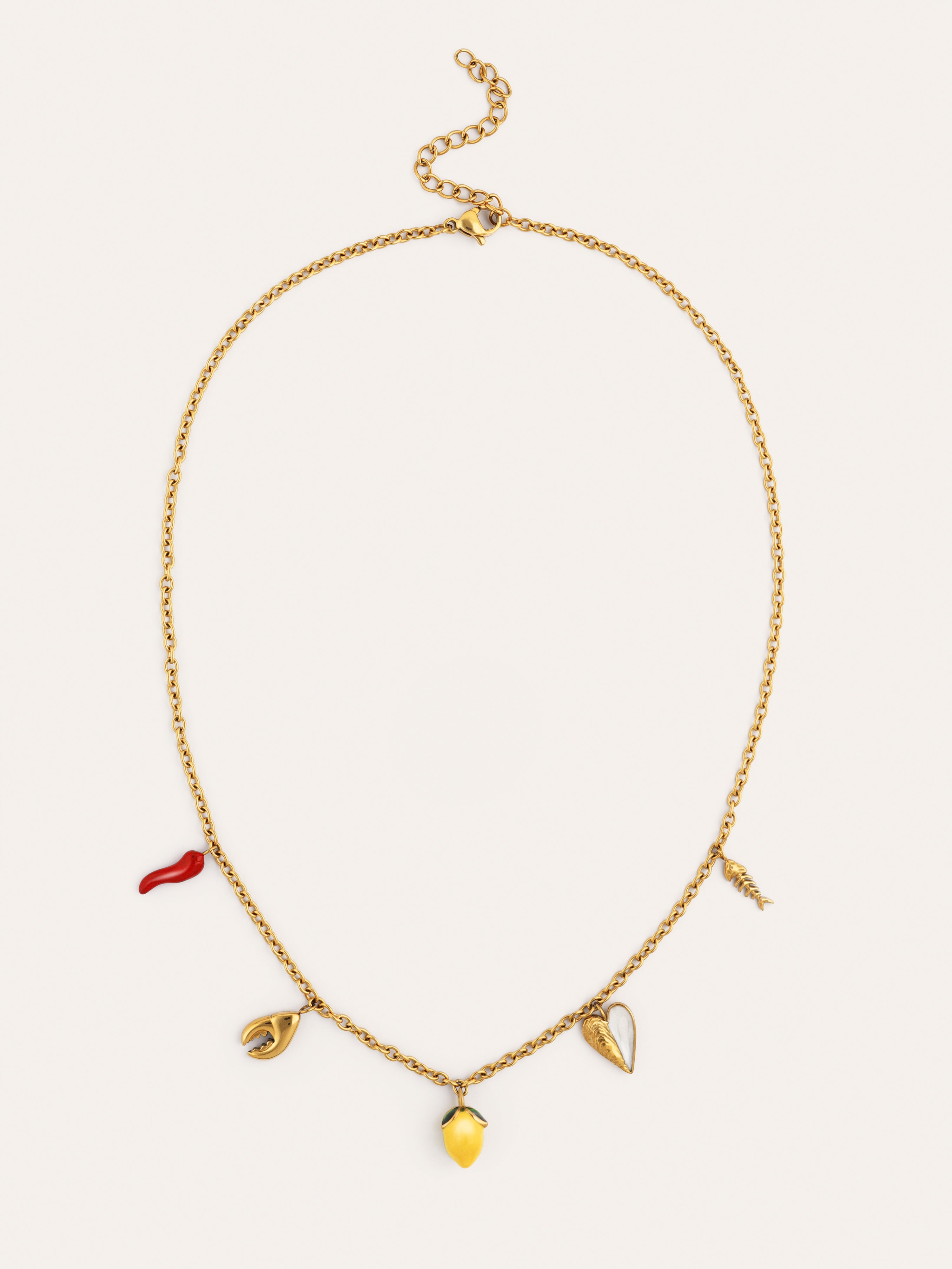 Collier Multicharm Apéritif Marin Acier Plaqué Or