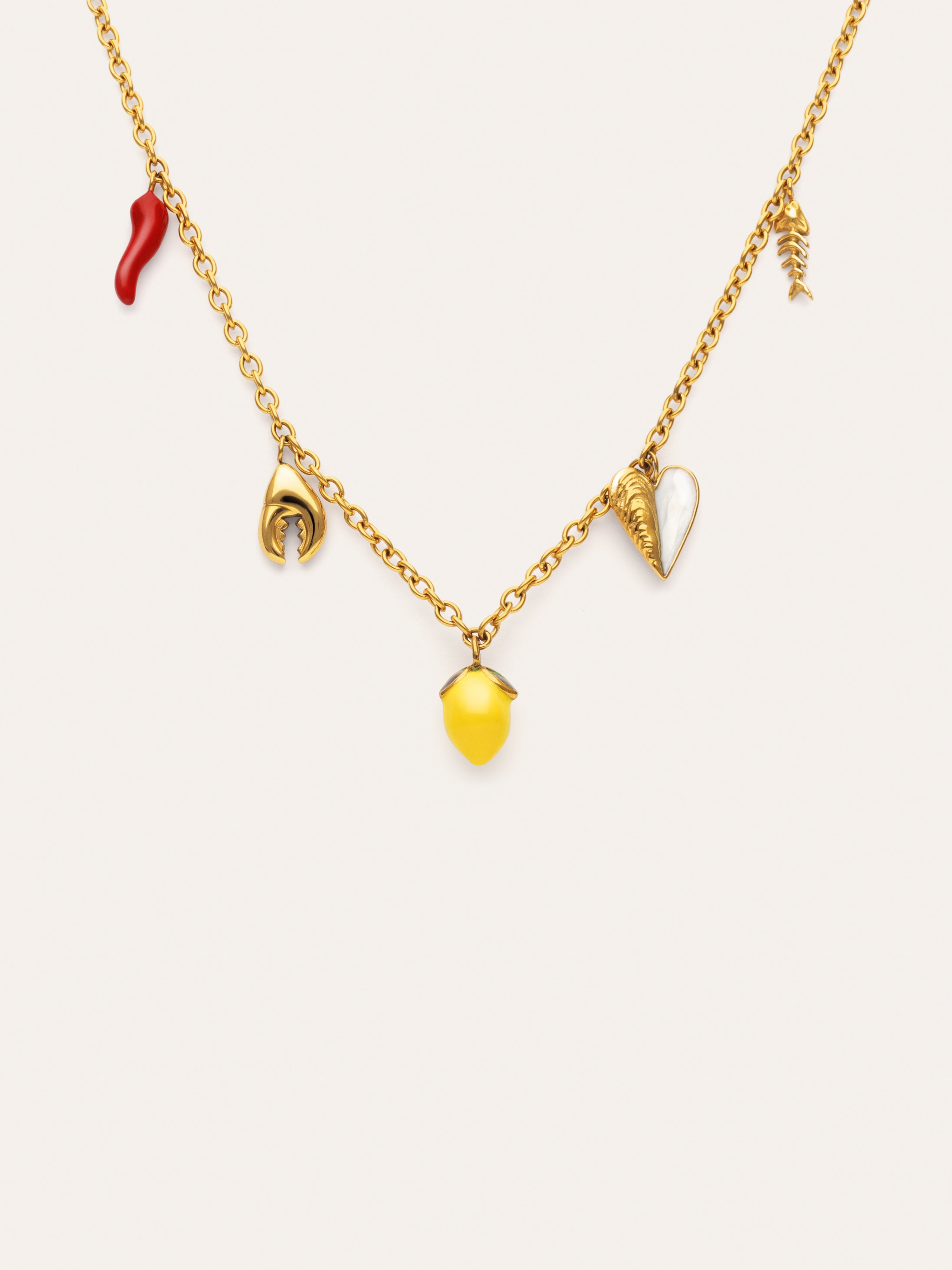 Collier Multicharm Apéritif Marin Acier Plaqué Or