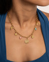 Collier Multicharms Soleil Acier Plaqué Or