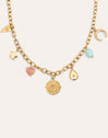 Collier Multicharms Soleil Acier Plaqué Or