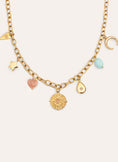 Collier Multicharms Soleil Acier Plaqué Or
