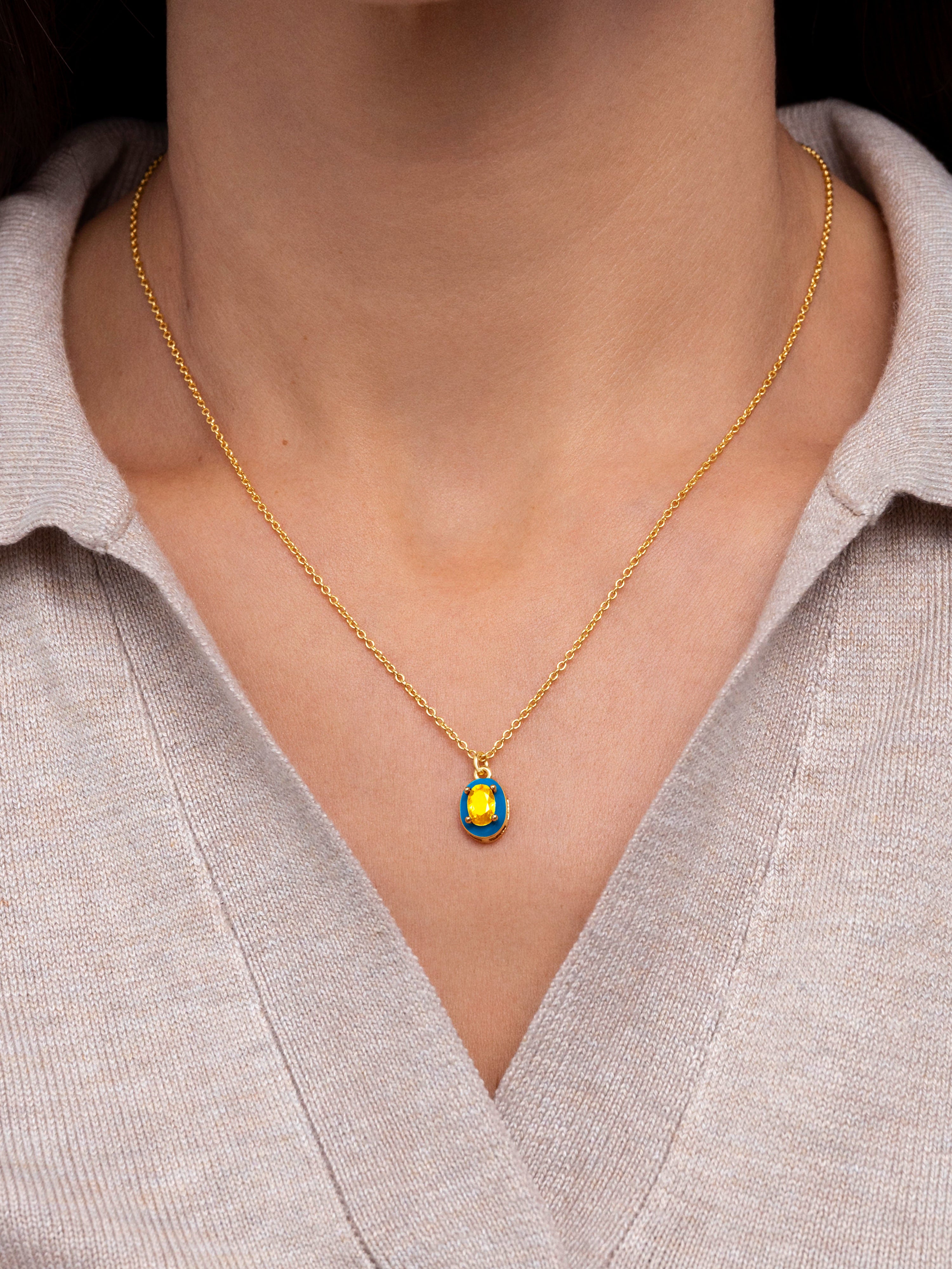 Blue Pop Gold Necklace