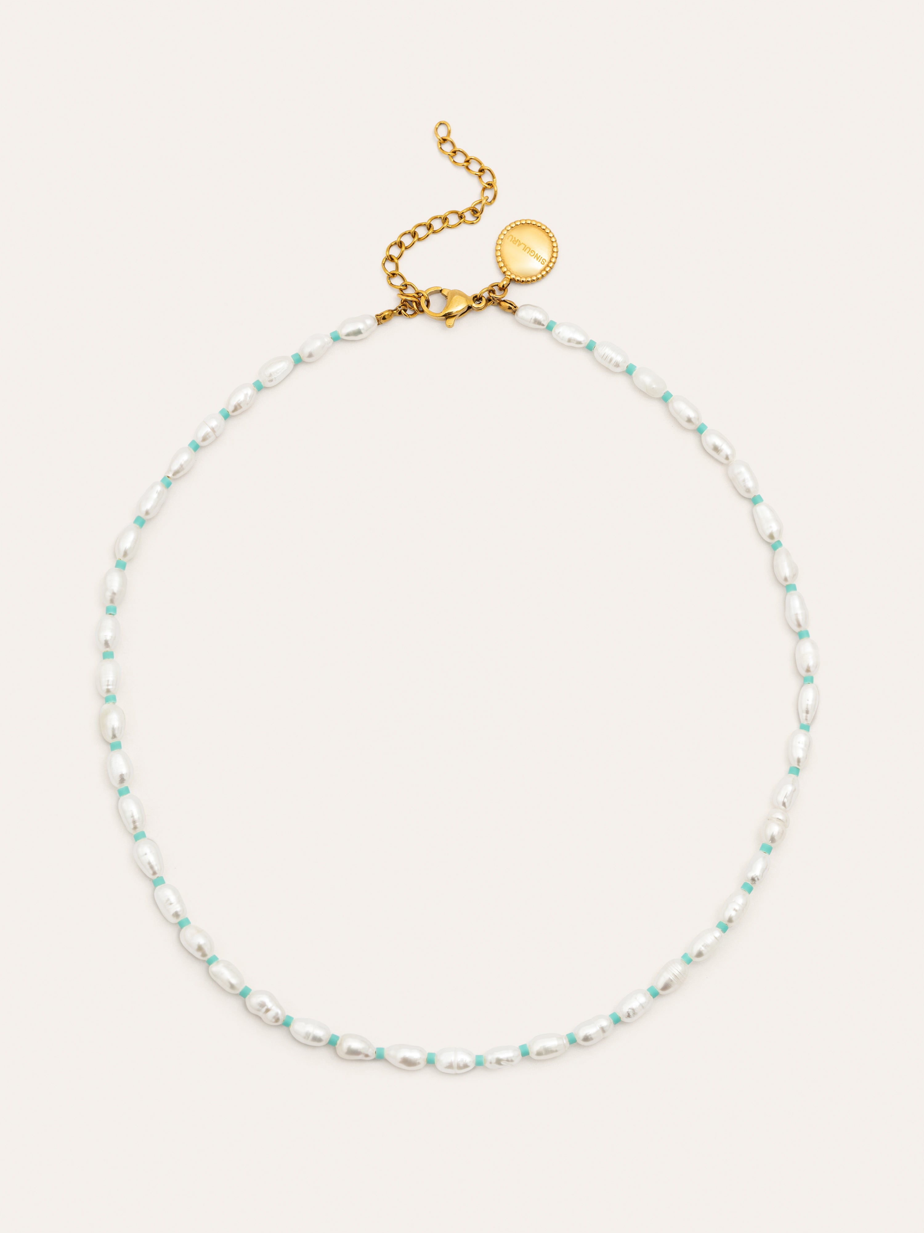 Collar Pompeya Turquesa Acero Baño Oro
