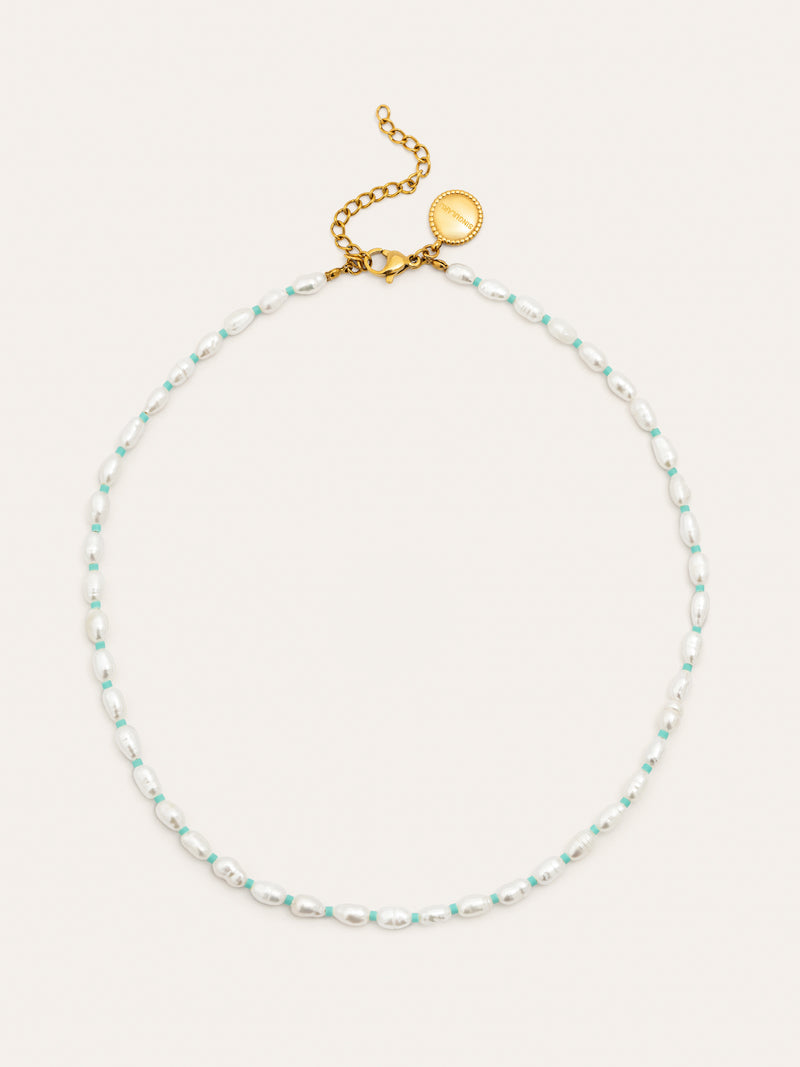 Pompeya Turquoise Stainless Steel Gold Necklace
