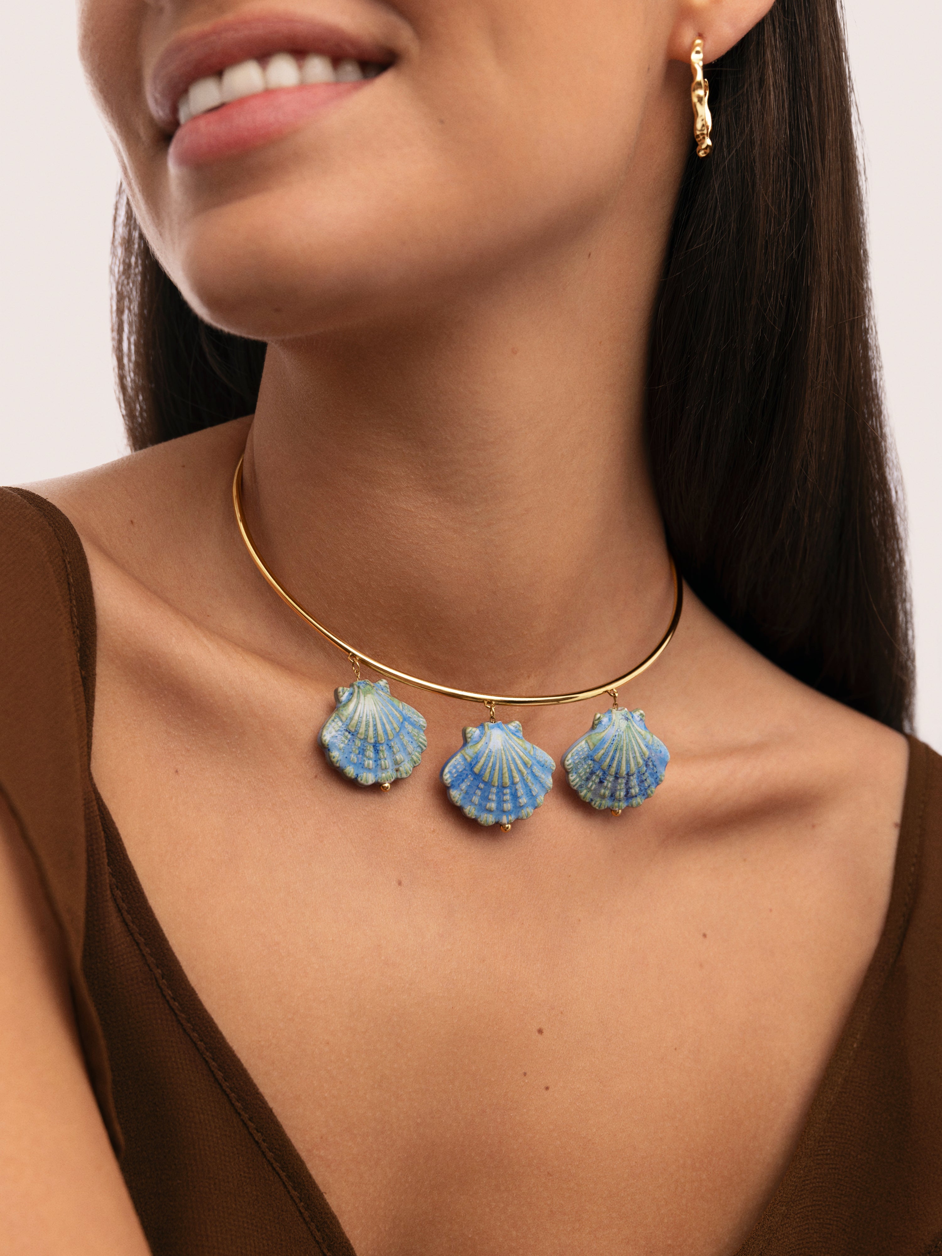 Choker Shelly Blue 18kt vergoldet