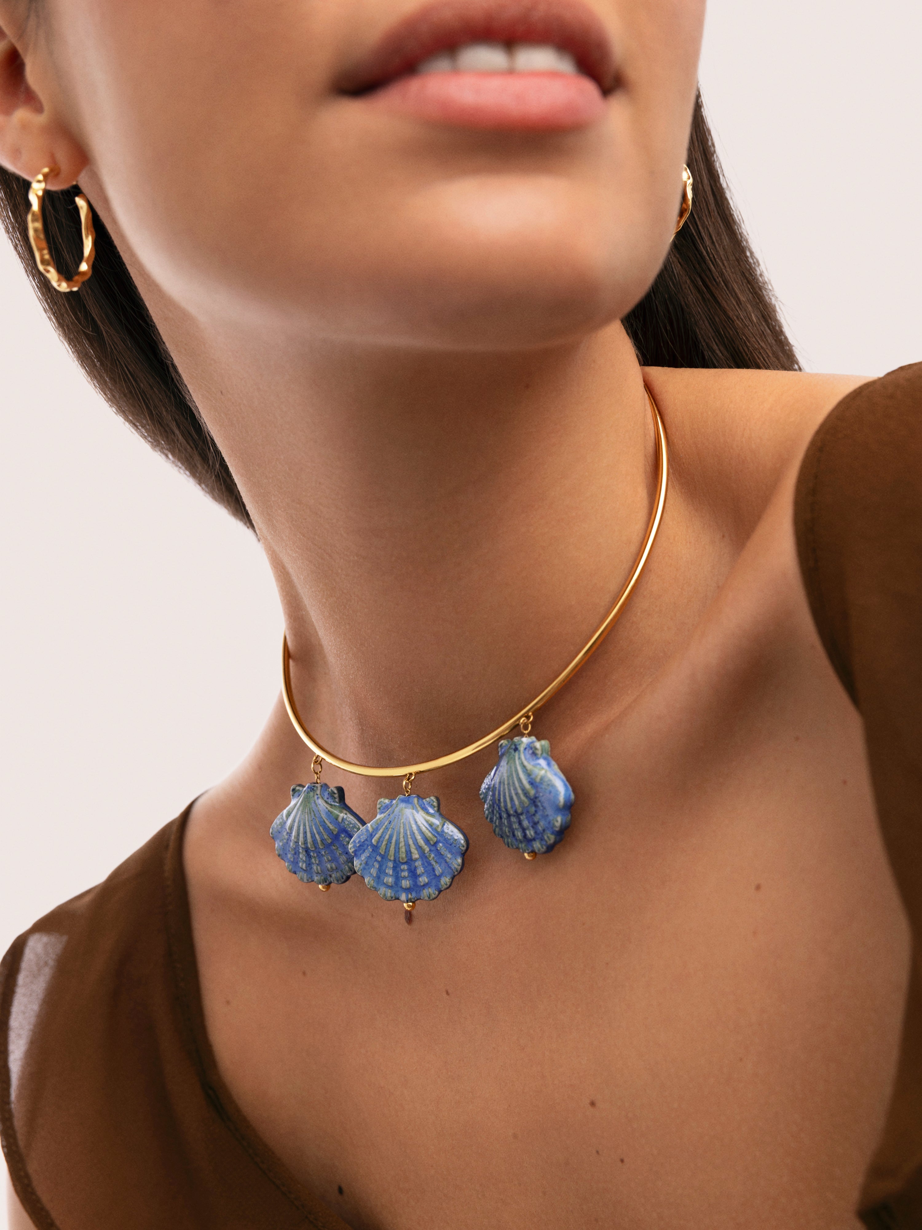 Choker Shelly Blue 18kt vergoldet