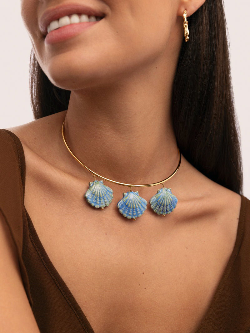 Choker Shelly Blue 18kt vergoldet