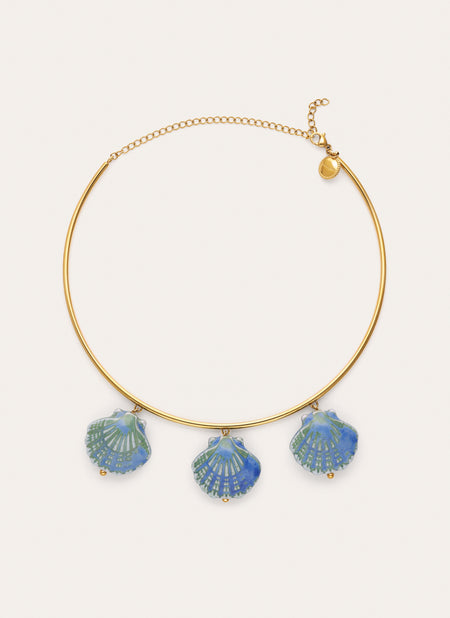 Choker Shelly Blue Aço Banho Ouro