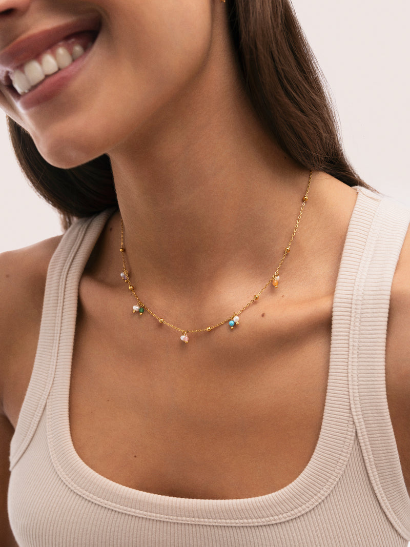 Halskette Shamira Dots aus Stahl mit 18kt Goldbeschichtung