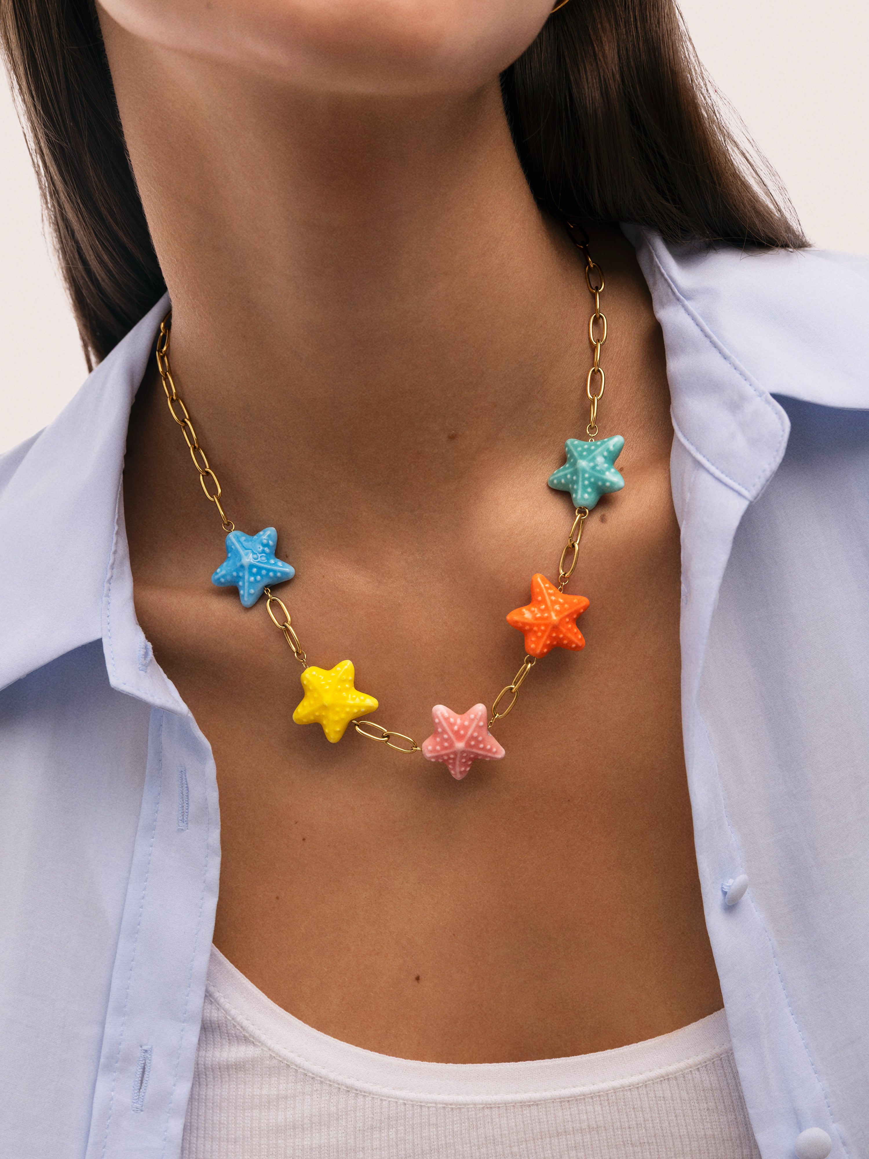 Starfish Chic Color Necklace Steel Gold Plated