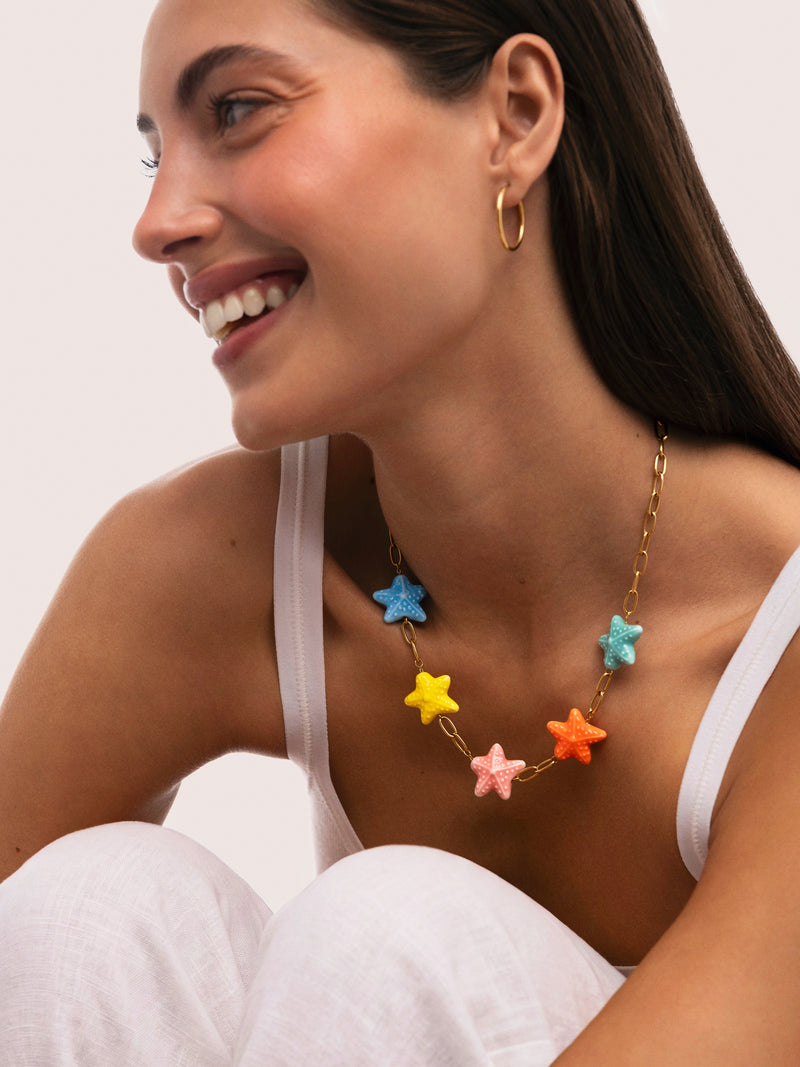 Starfish Chic Color Necklace Steel Gold Plated