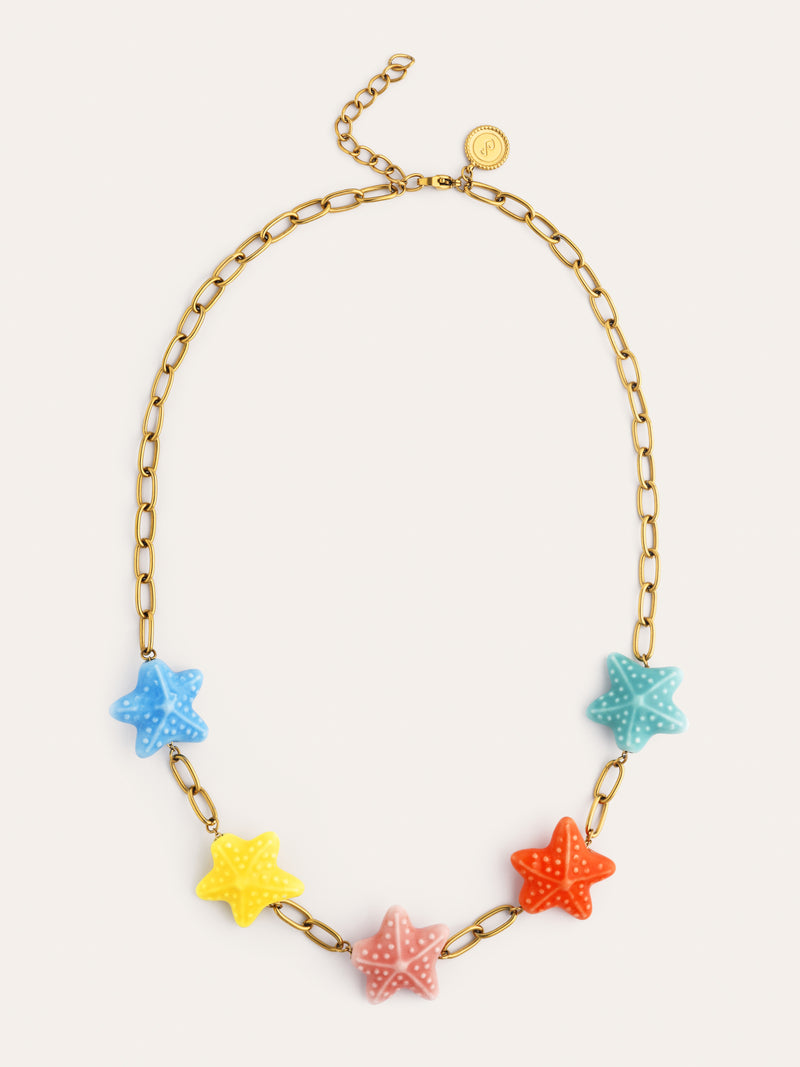 Starfish Chic Color Necklace Steel Gold Plated