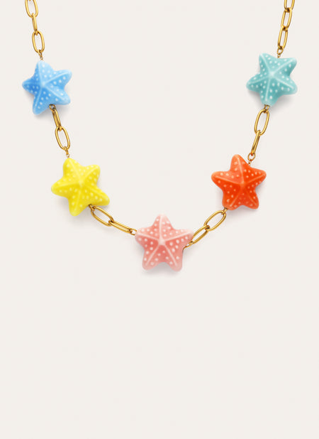 Starfish Chic Color Necklace Steel Gold Plated