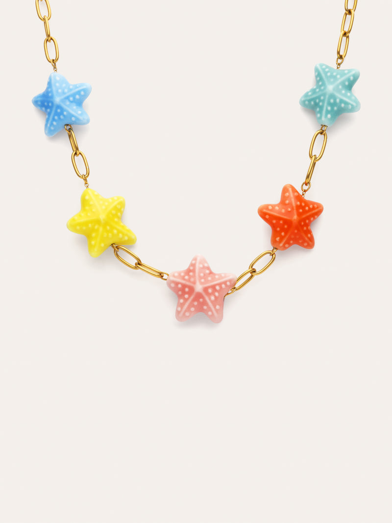 Starfish Chic Color Necklace Steel Gold Plated