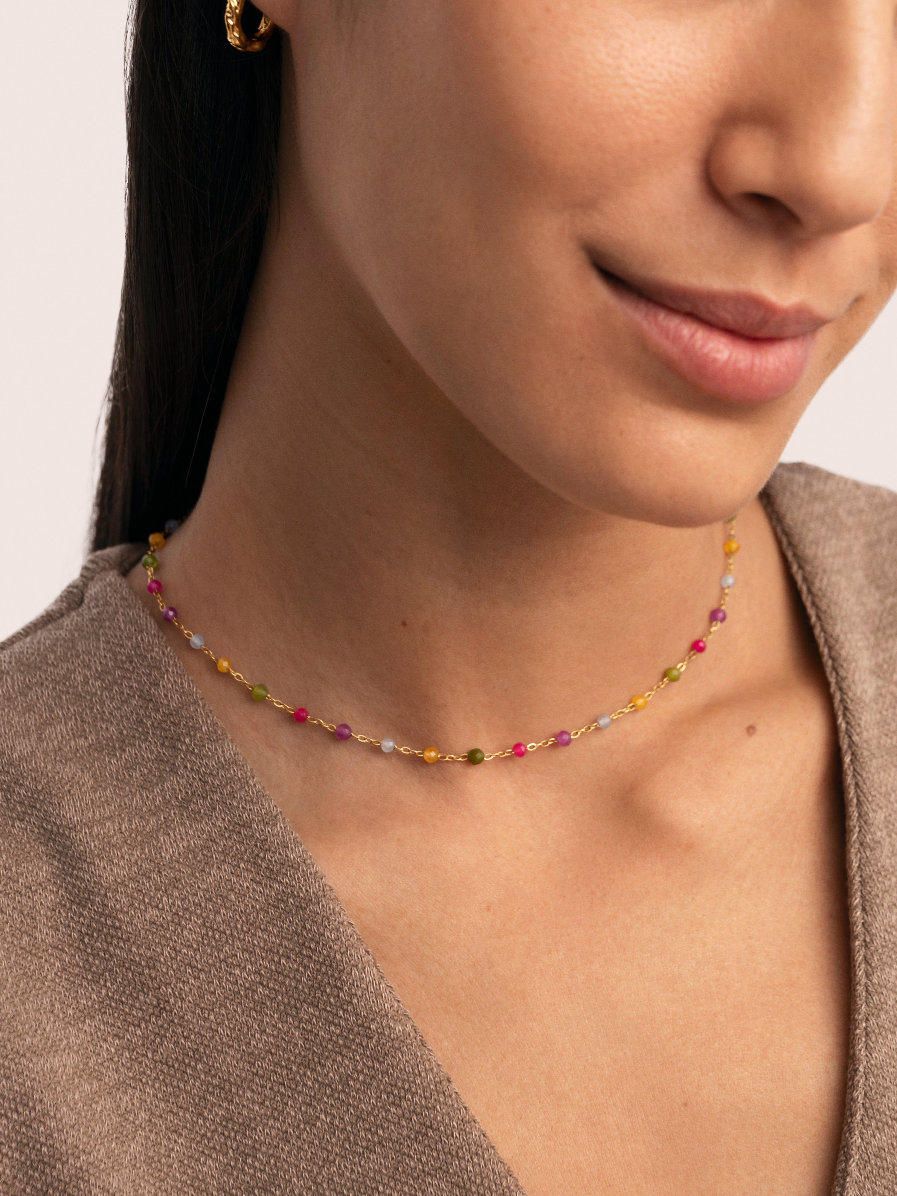 Collar Stella Color Acero Baño Oro