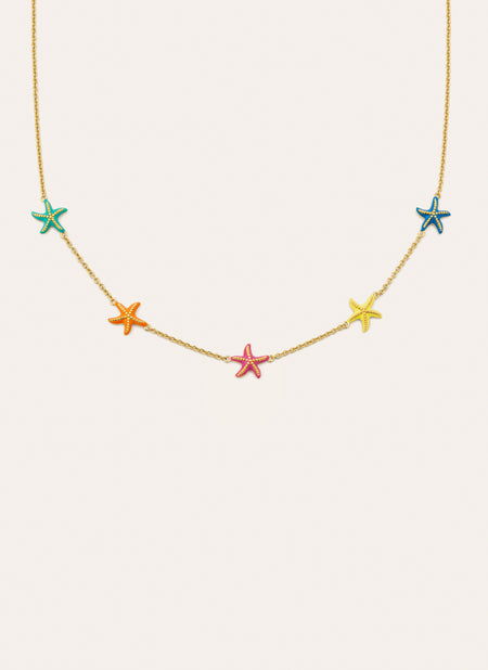 Collar Starfish Enamel Colors Baño Oro