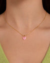 Halskette Sweet Heart Pink Stone Vergoldet