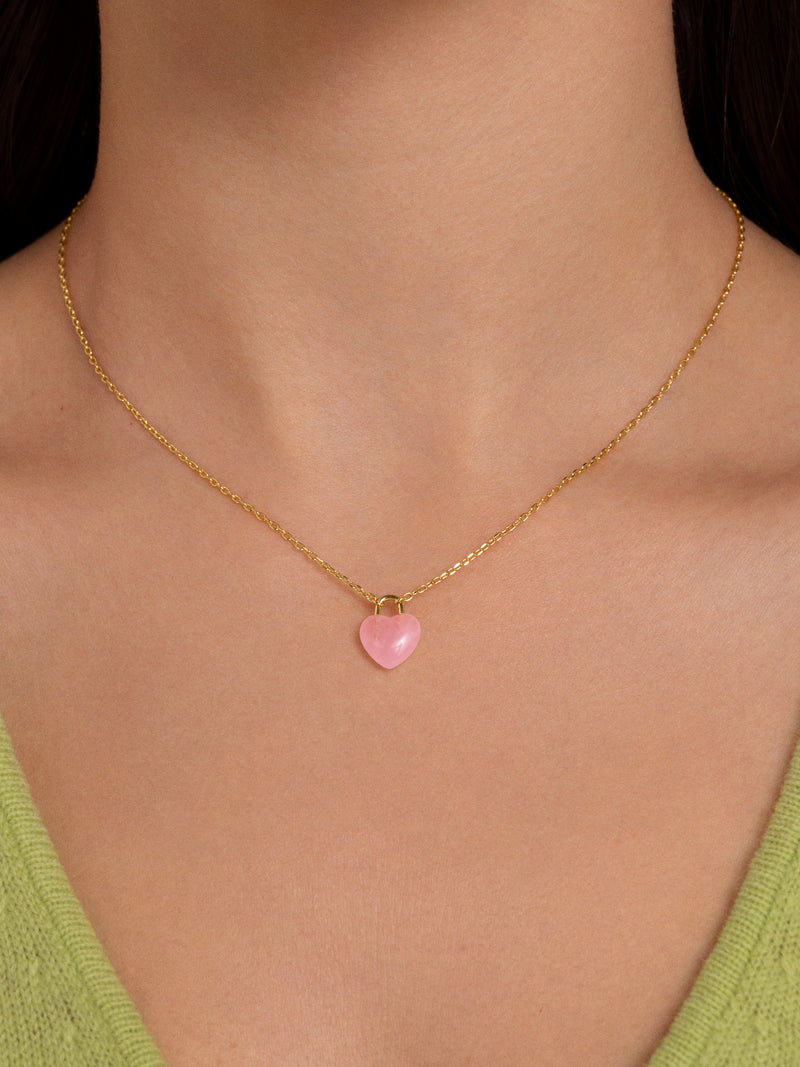 Halskette Sweet Heart Pink Stone Vergoldet