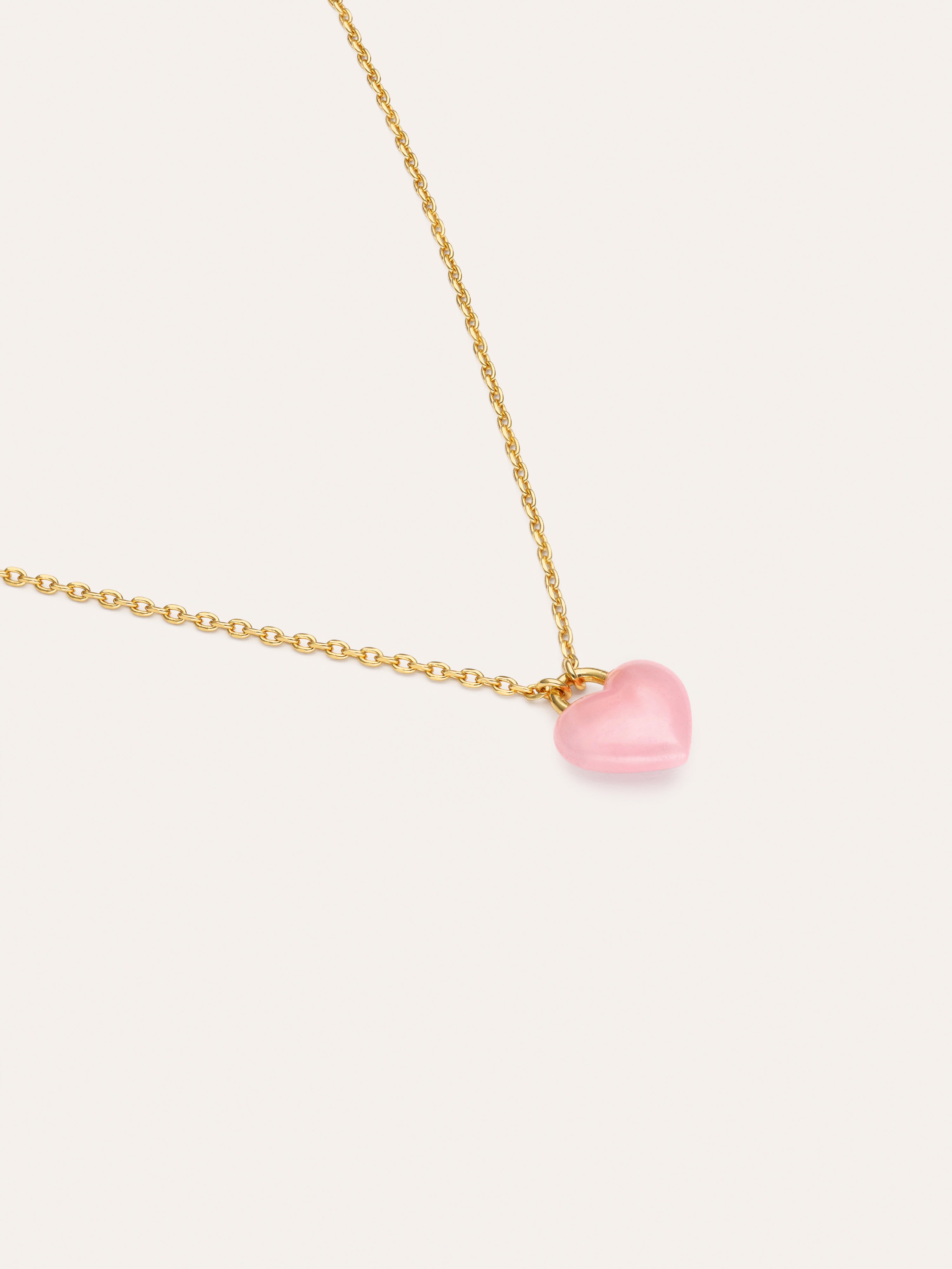 Halskette Sweet Heart Pink Stone Vergoldet