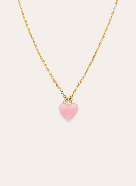 Halskette Sweet Heart Pink Stone Vergoldet