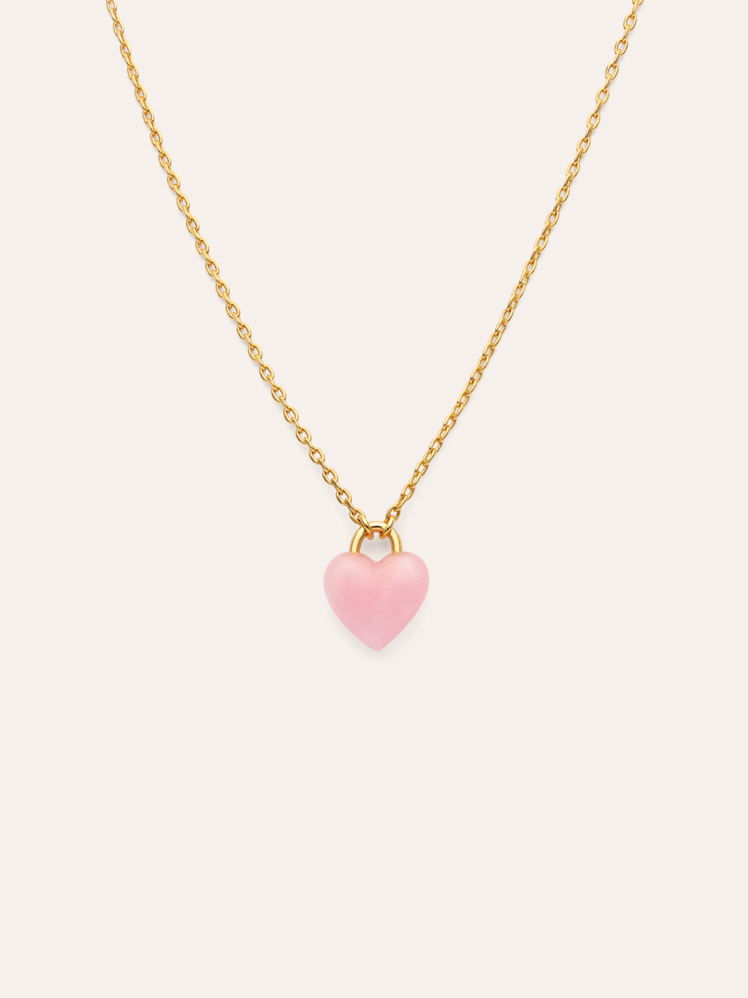 Halskette Sweet Heart Pink Stone Vergoldet