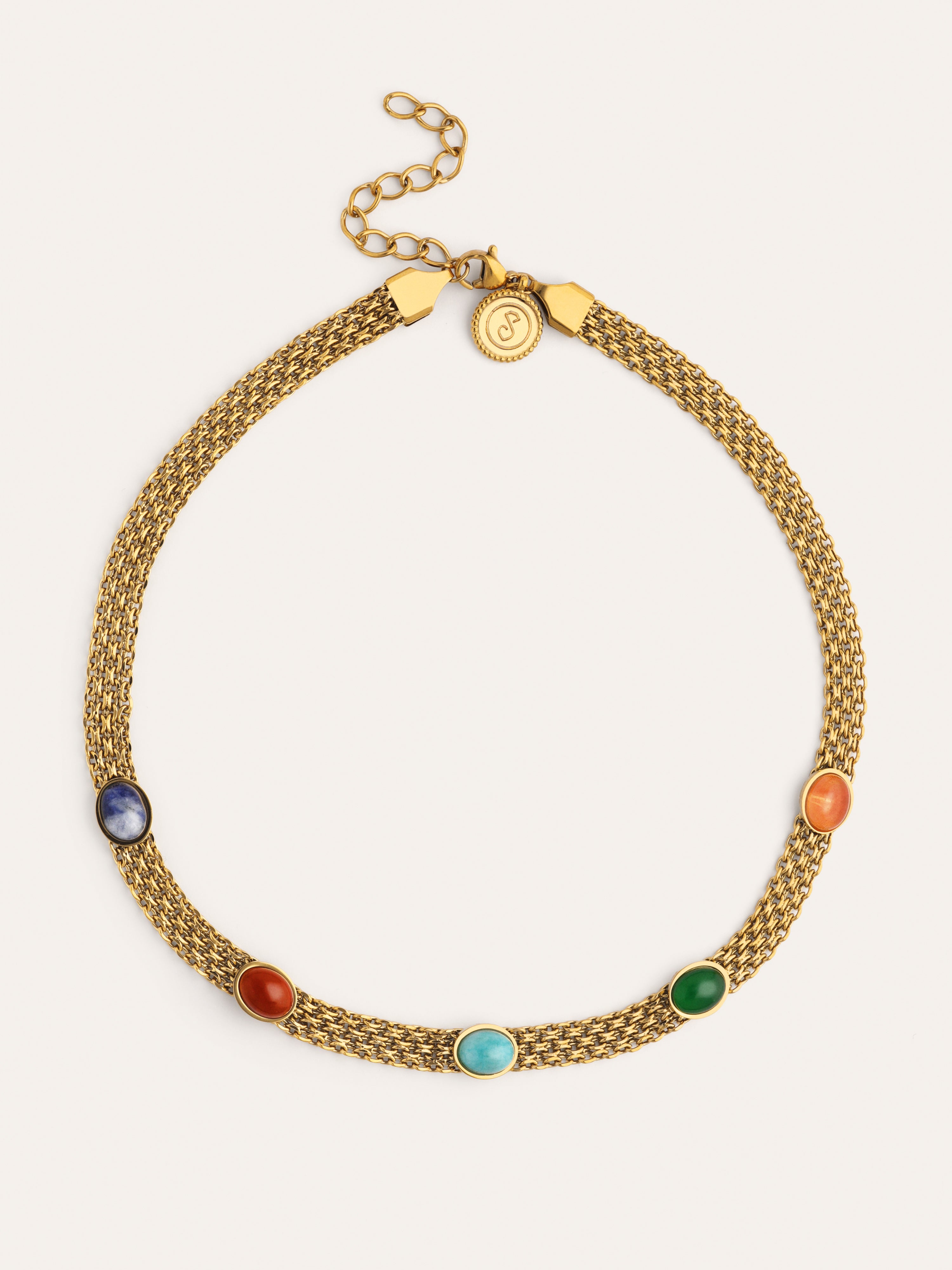 Tape Stones Choker Edelstahl vergoldet