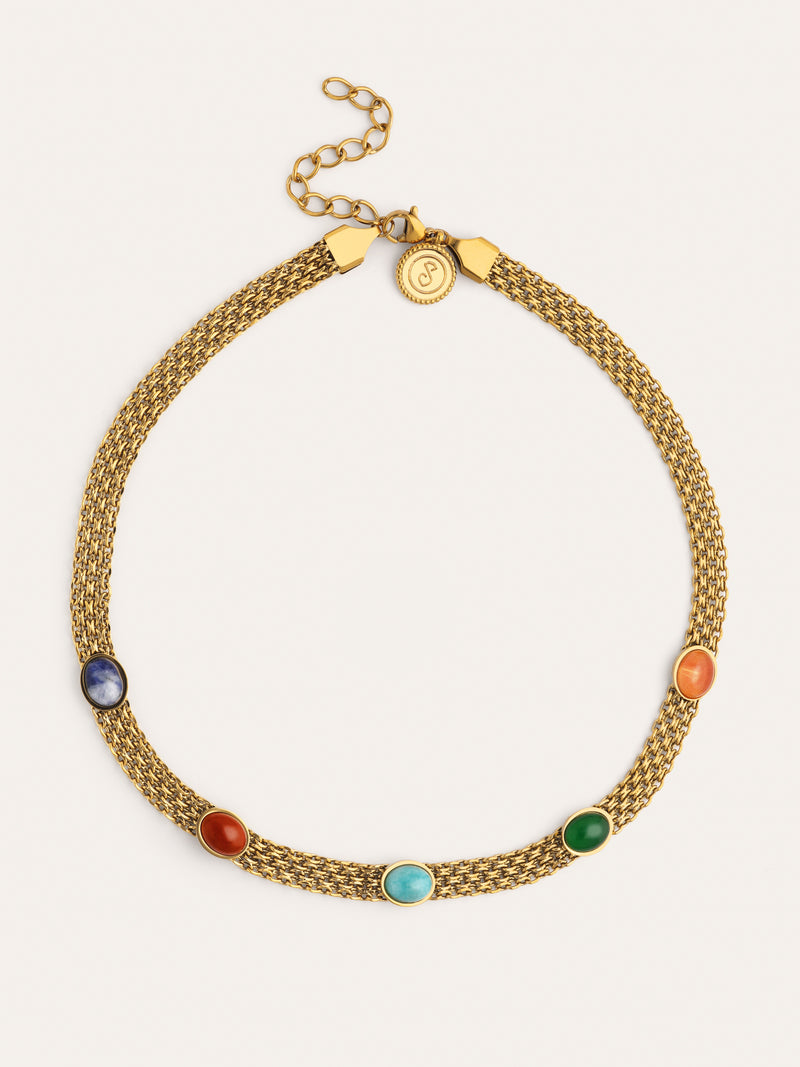 Tape Stones Choker Edelstahl vergoldet