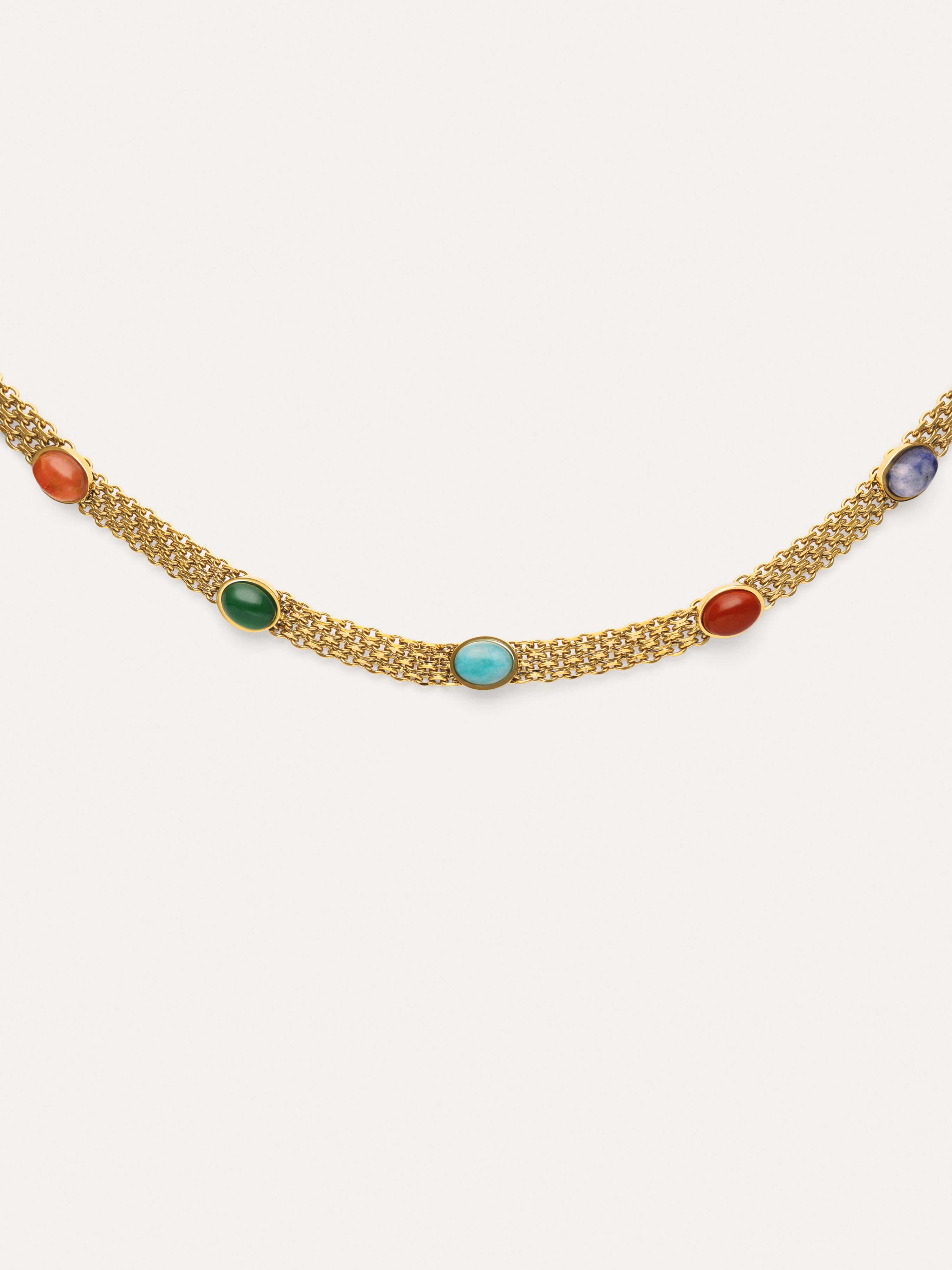 Tape Stones Choker Edelstahl vergoldet