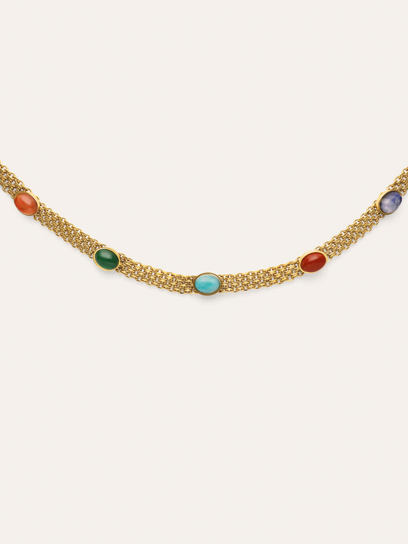 Tape Stones Choker Edelstahl vergoldet