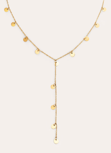 Y Mini Moon Stainless Steel Gold Necklace