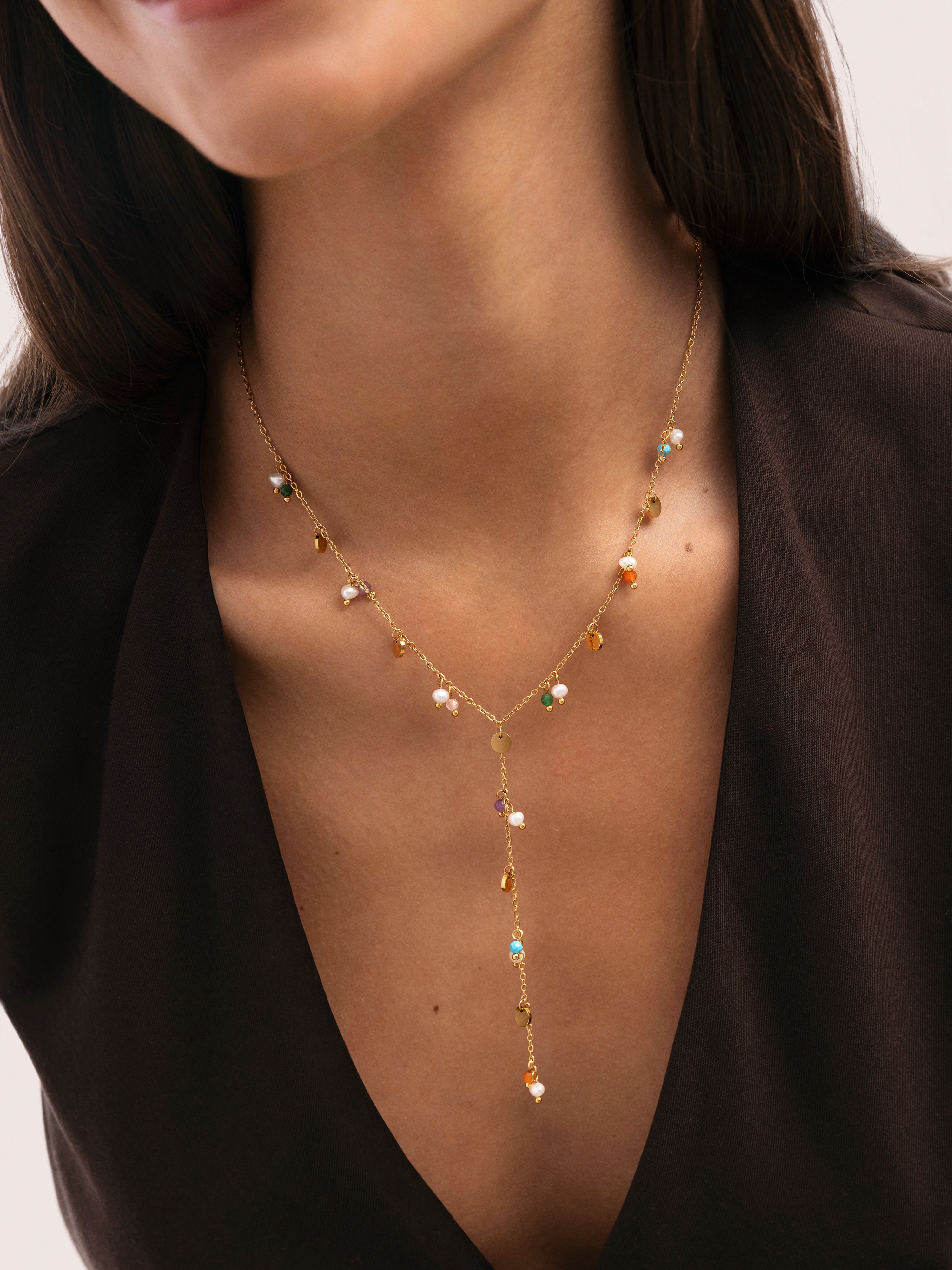 Halskette Y Shamira aus Stahl mit 18kt Goldbeschichtung