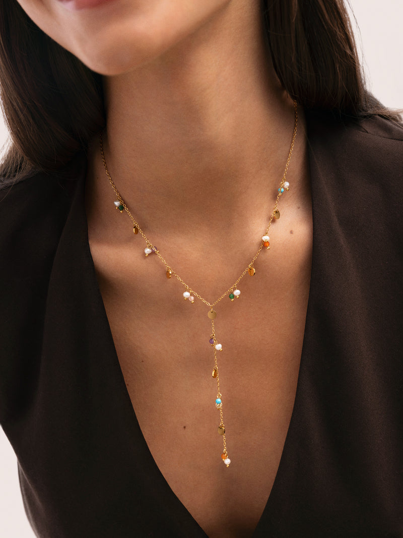 Halskette Y Shamira aus Stahl mit 18kt Goldbeschichtung