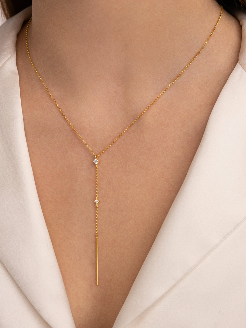 Gold-Plated Stick Y Necklace Sparks