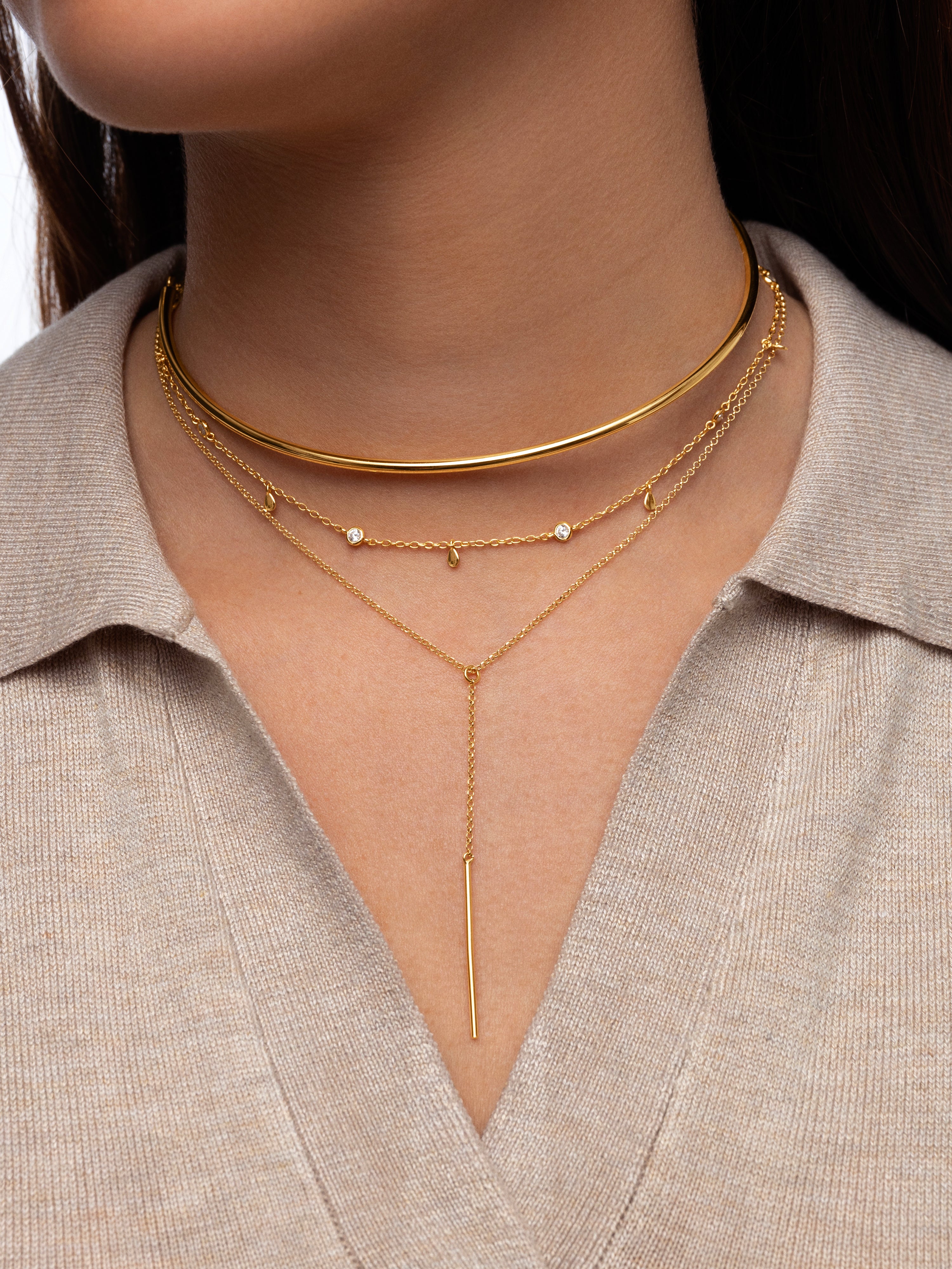 Mini Spark Drop Gold Necklace