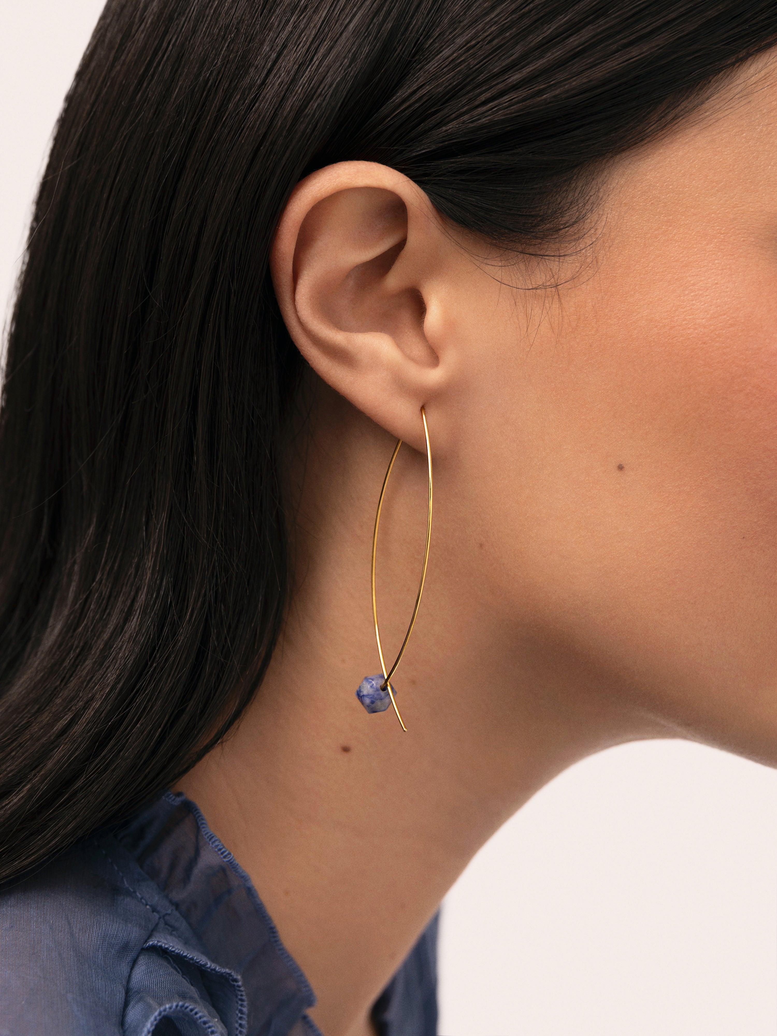 Boucles D'oreilles Arch Stone Acier Plaqué Or