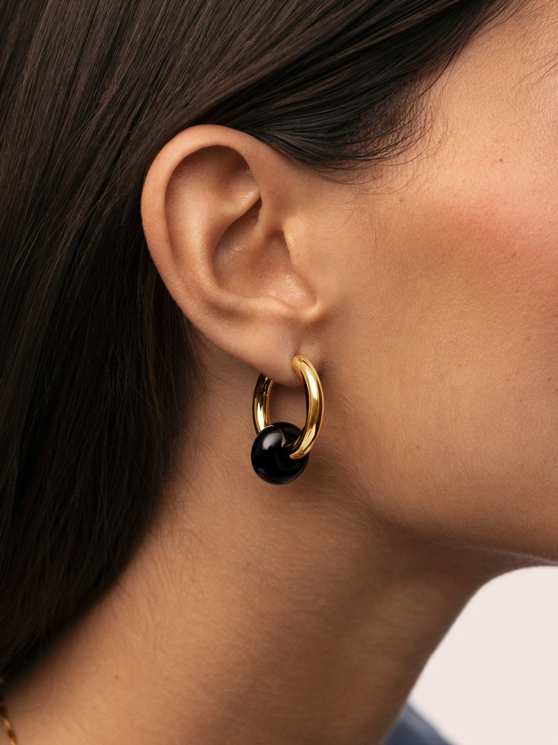 Carmen True Black Creolen Edelstahl, vergoldet