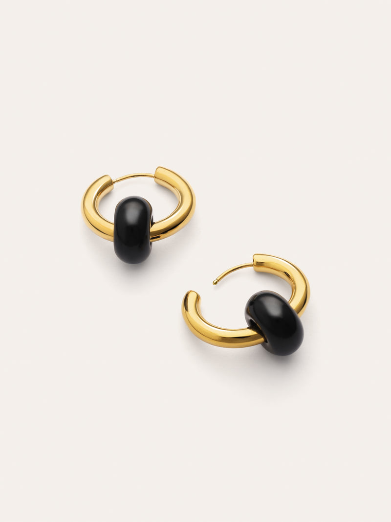 Carmen True Black Creolen Edelstahl, vergoldet
