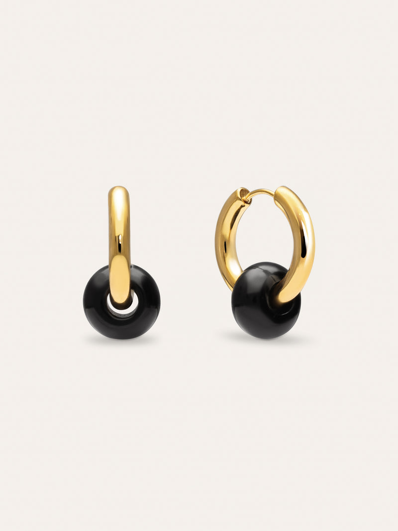 Carmen True Black Creolen Edelstahl, vergoldet