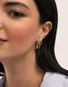 Boucles D’oreilles Créoles Claw Triple Acier Plaqué Or