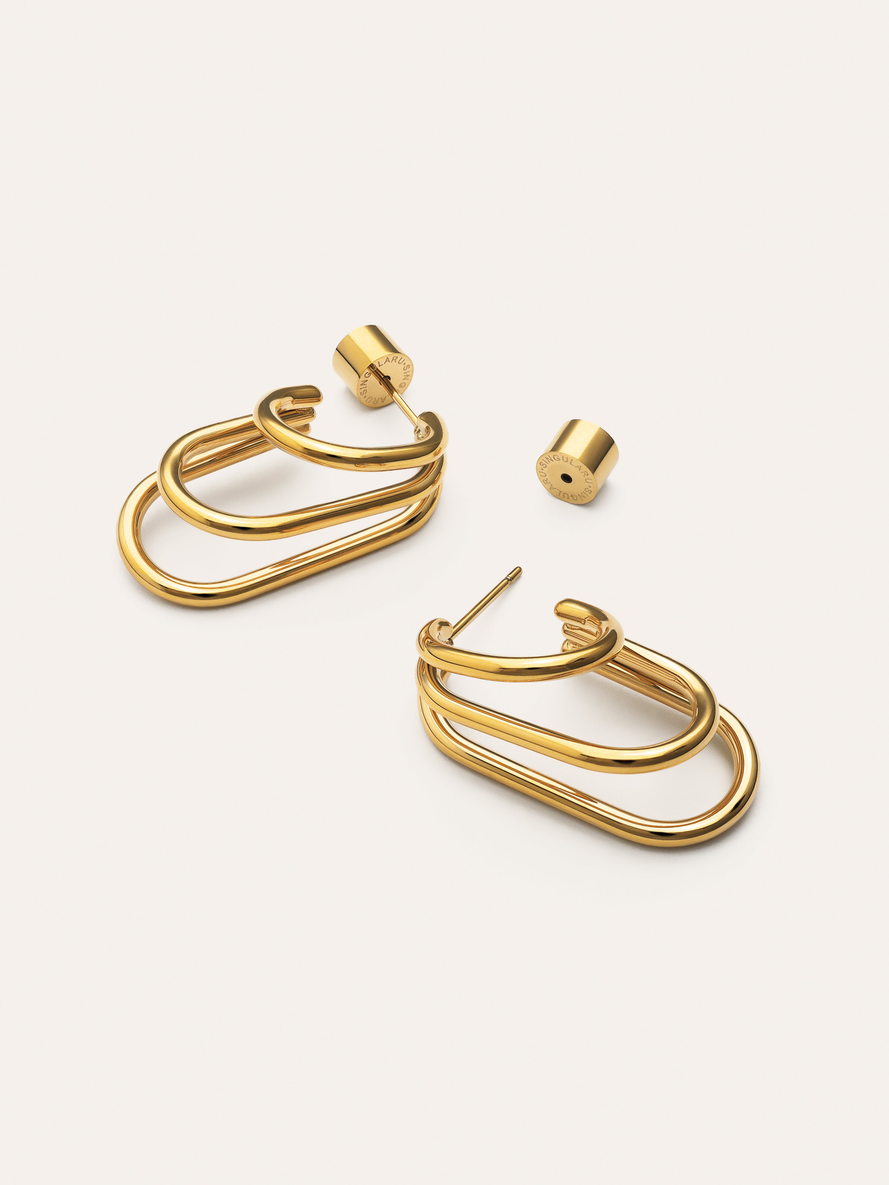 Boucles D’oreilles Créoles Claw Triple Acier Plaqué Or