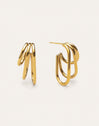 Boucles D’oreilles Créoles Claw Triple Acier Plaqué Or