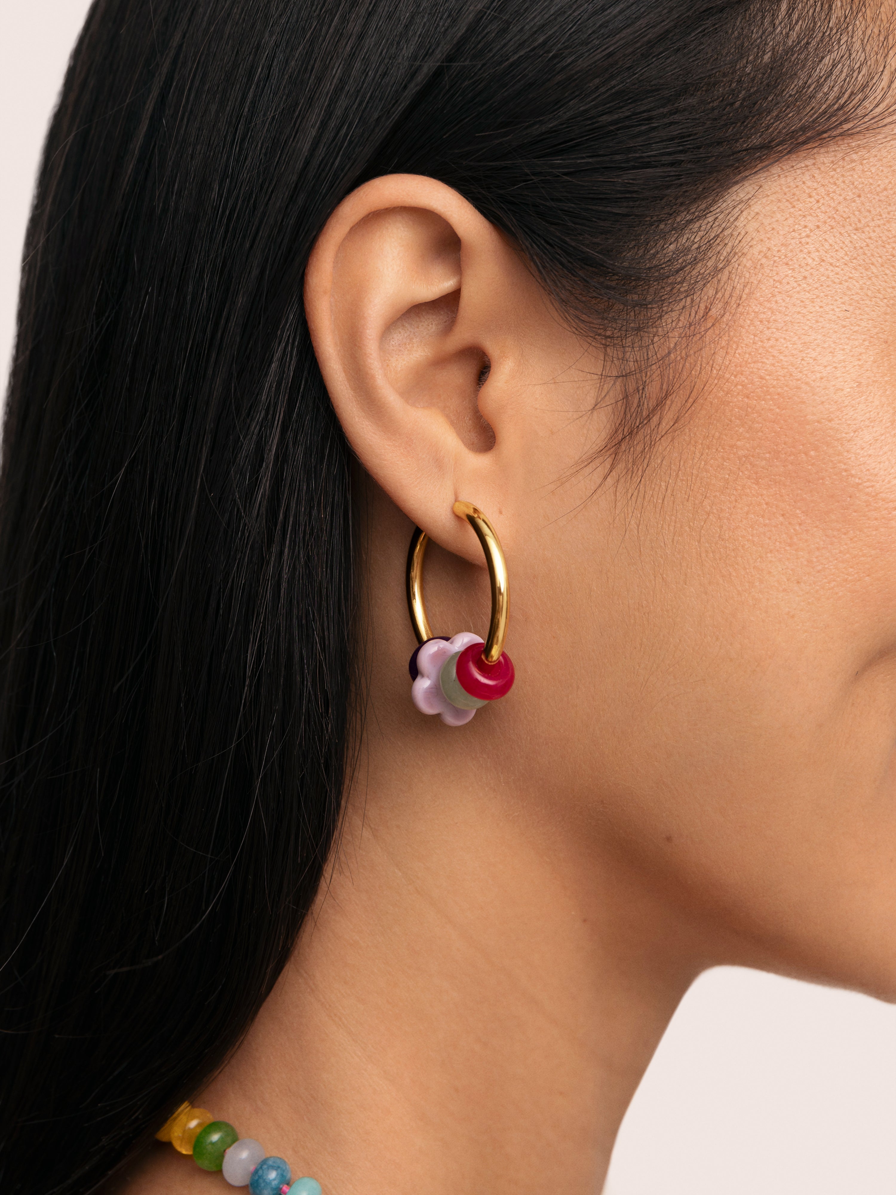 Pendientes Aro Carmen True Flower Colors Acero Baño Oro