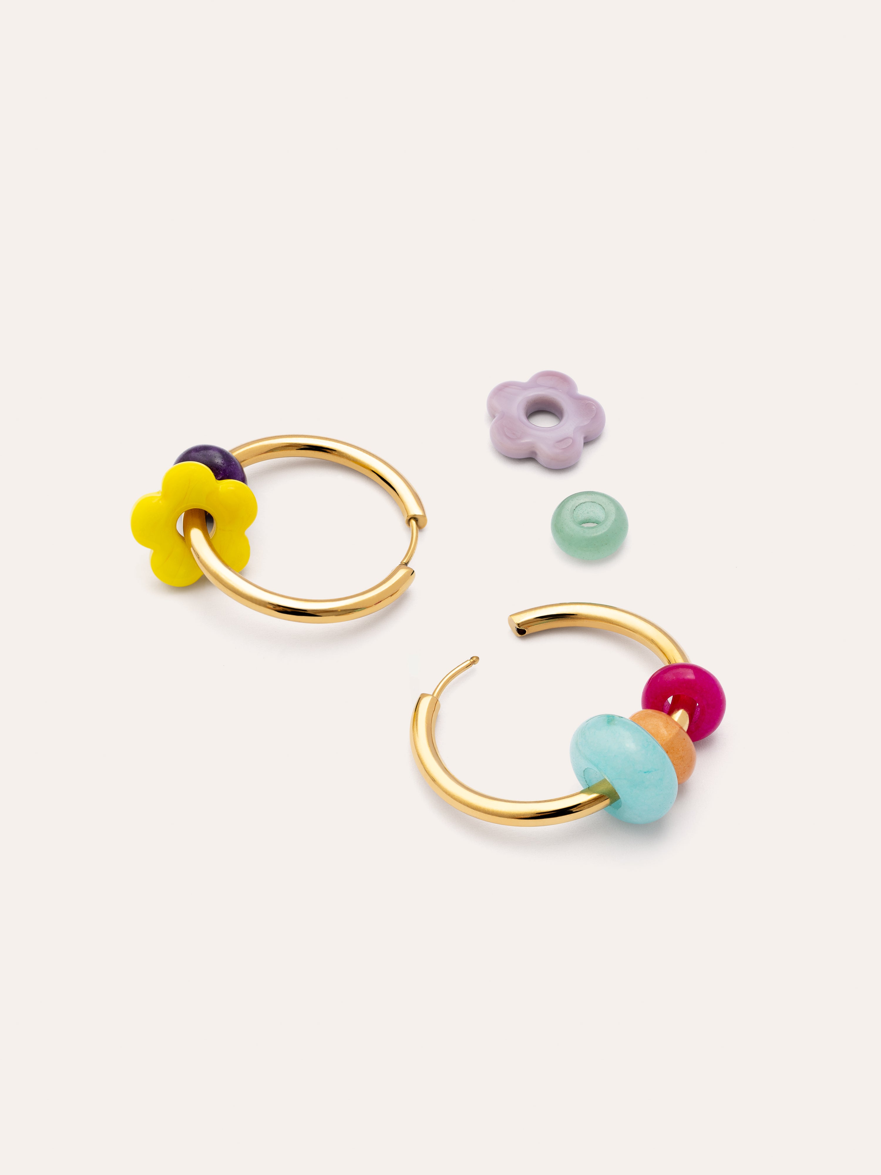 Pendientes Aro Carmen True Flower Colors Acero Baño Oro