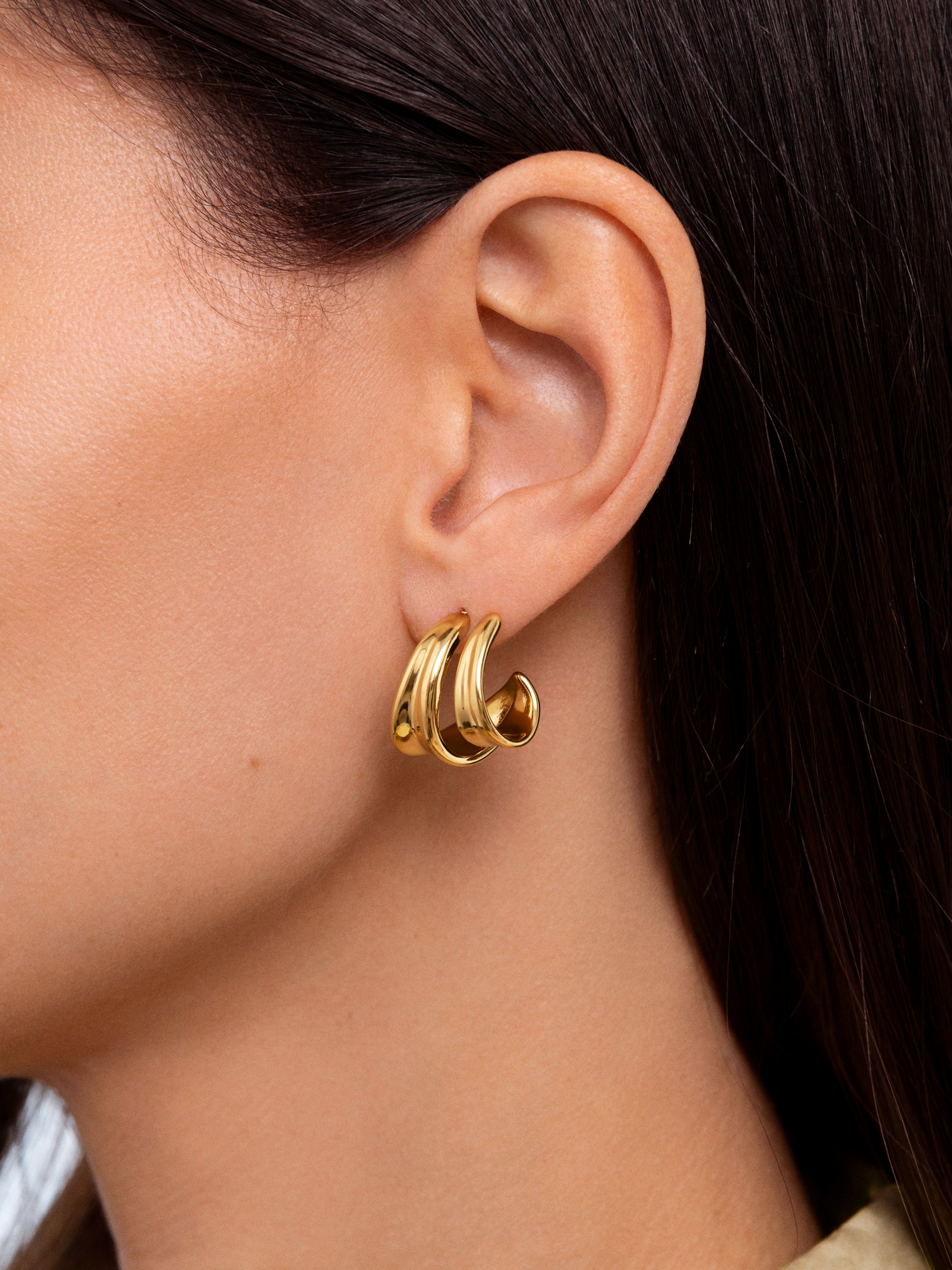 Aire Stainless Steel Gold Earrings