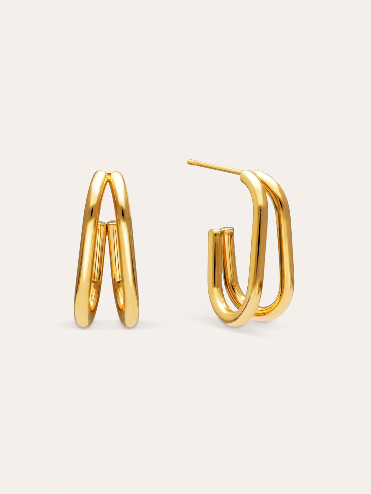 Brincos de Argola Mini Dupla Bossa Aço Banhado a Ouro