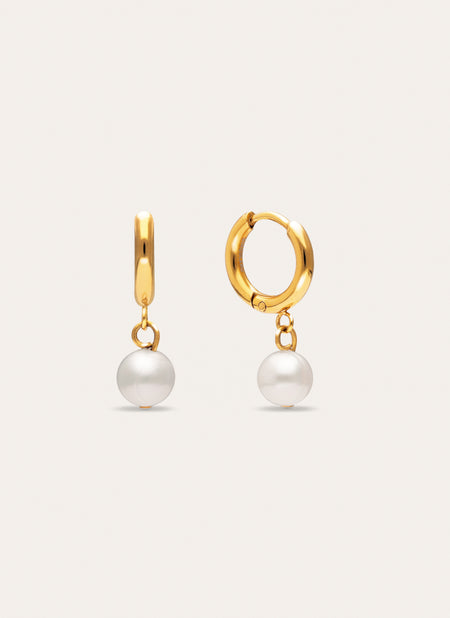 Pearl Hoop Earrings Steel Gold-Plated