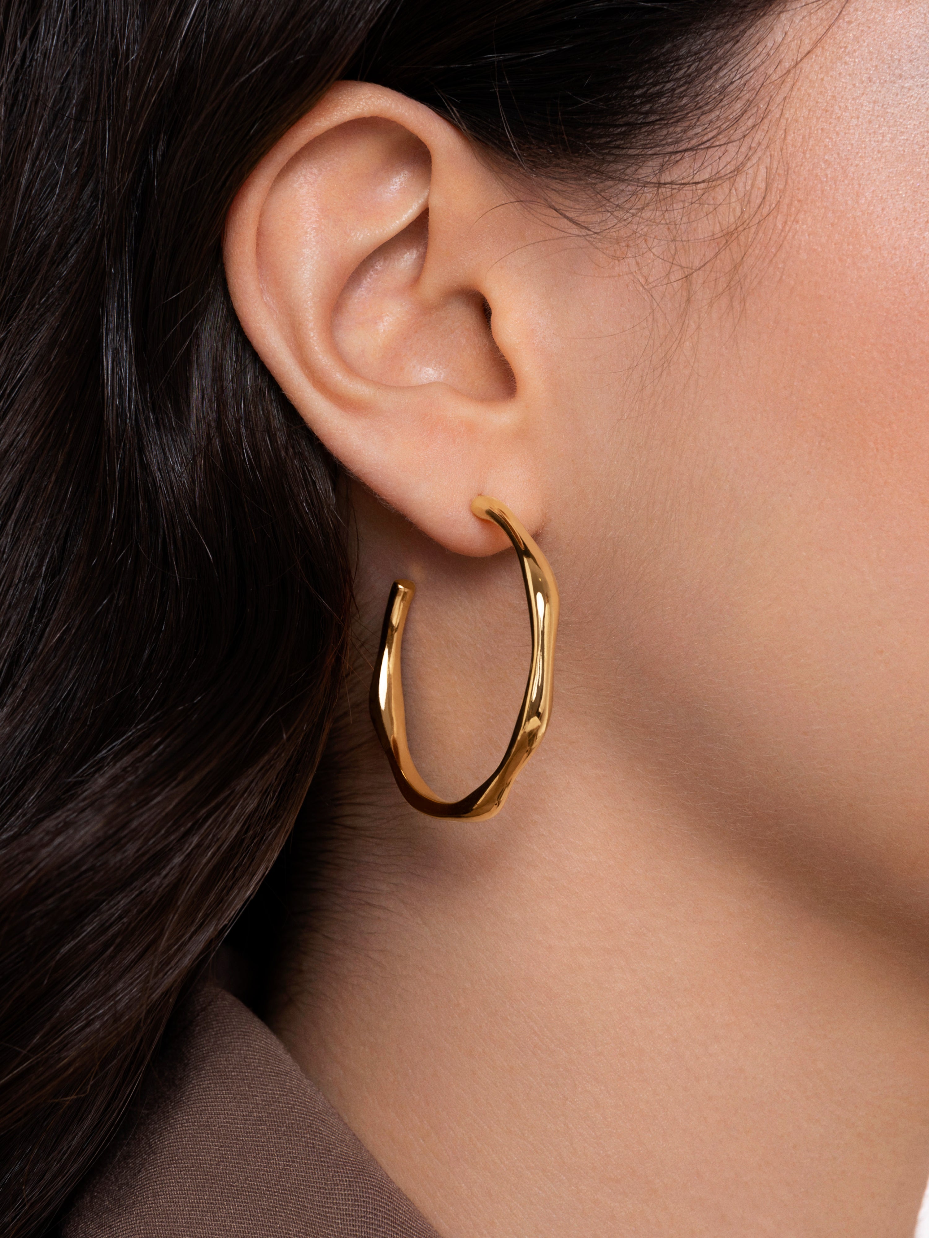  Bamboo Gold Hoop Earrings