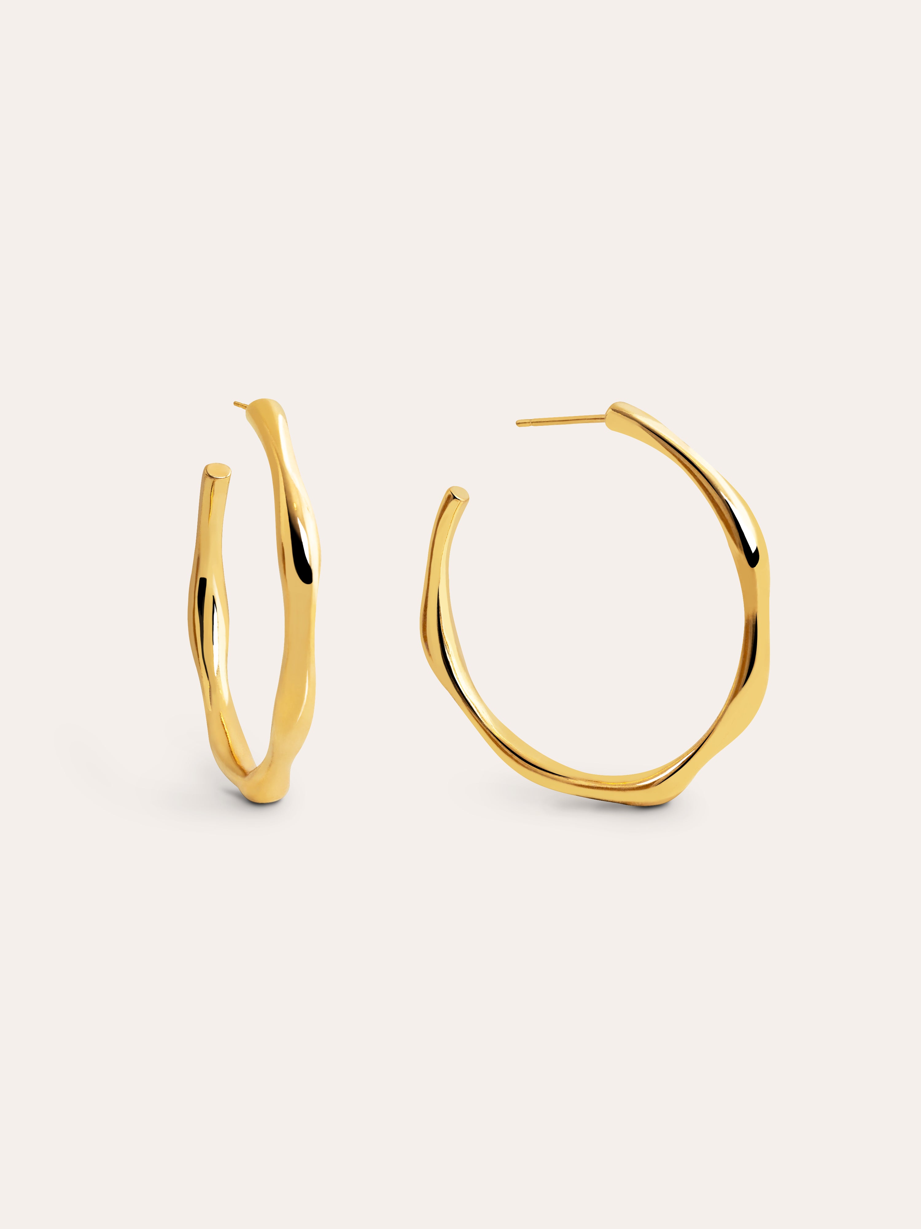  Bamboo Gold Hoop Earrings