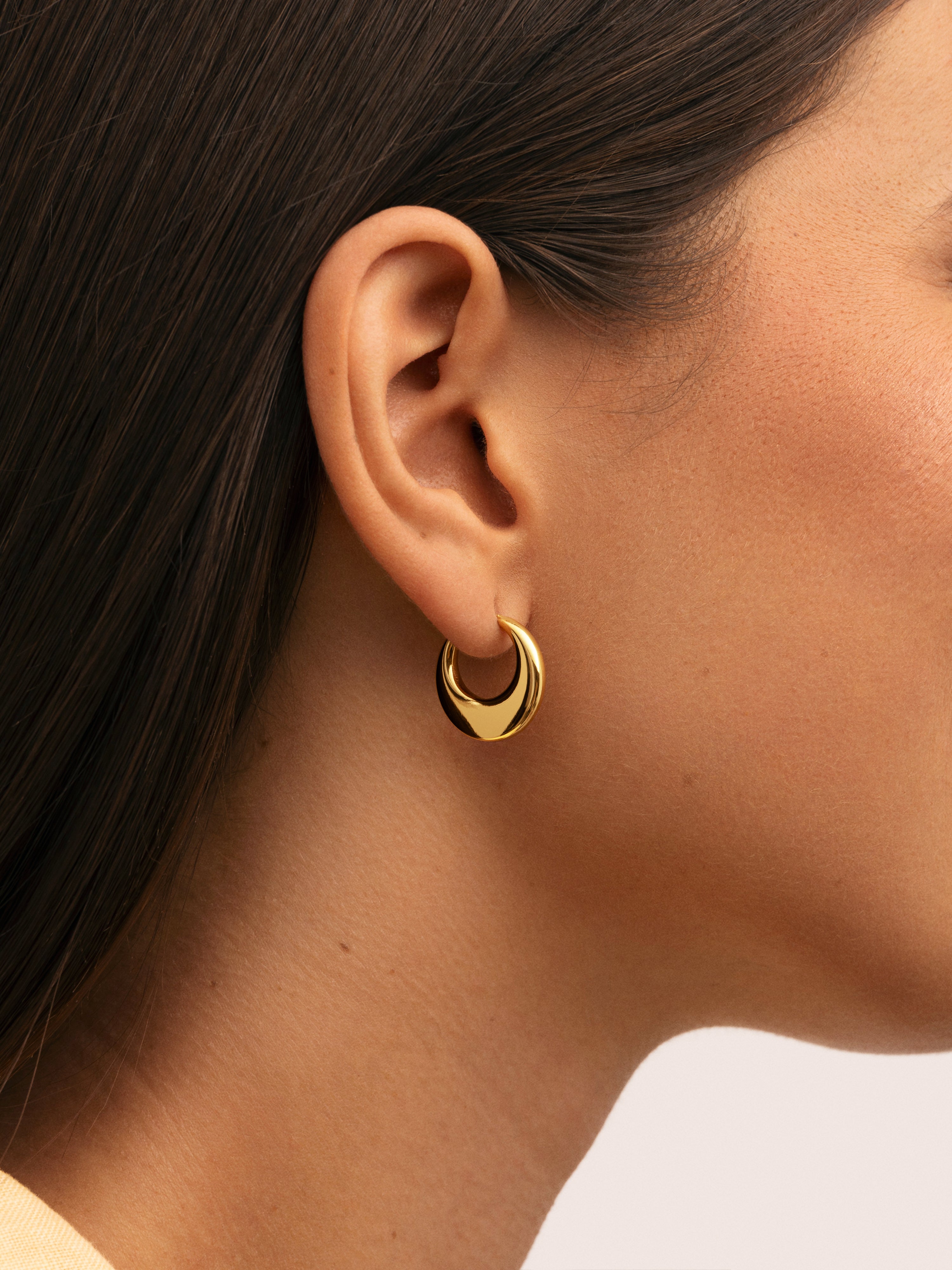 Pendientes Aro Lunette Acero Baño Oro