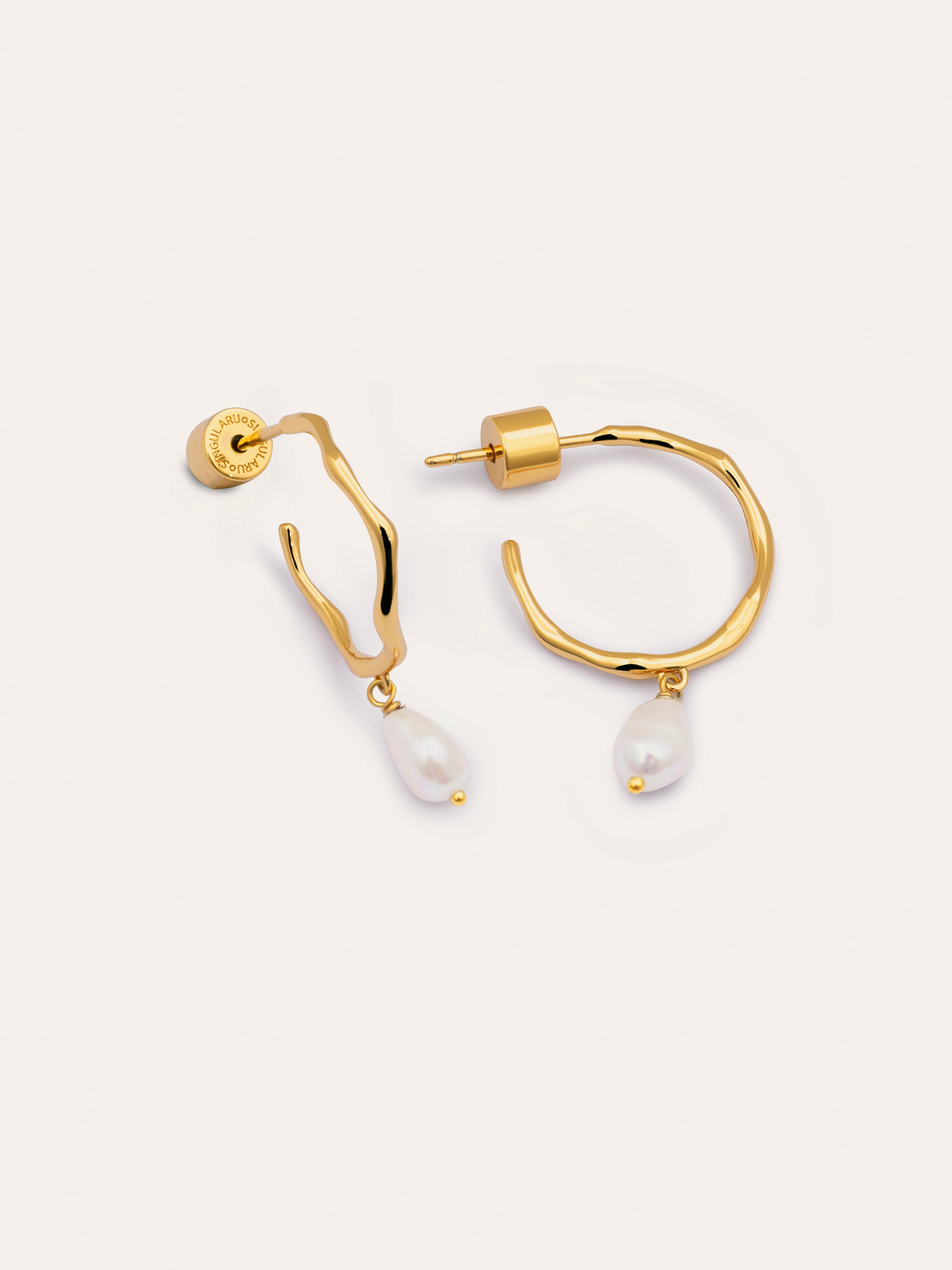 Menorca Pearl Hoop Gold Earrings